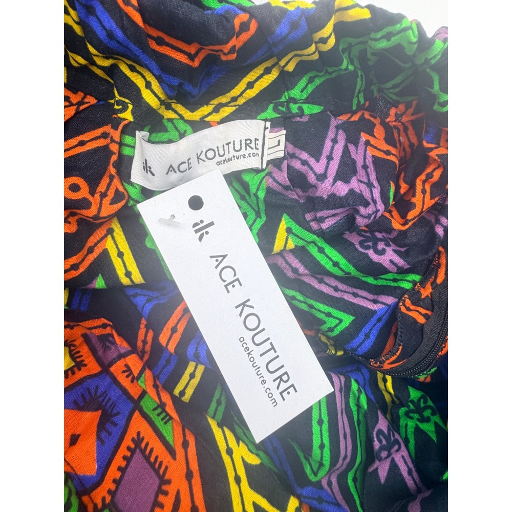 Ace Kouture Women African Geometric Tribal Print Halter Maxi Dress NWT Size L - Picture 6 of 10